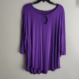 Monnuro Blouse Womens Keyhole Size 2X 3/4 Sleeve XXL